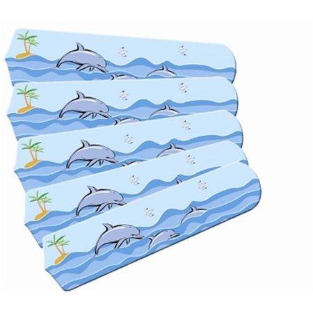 CEILING FAN DESIGNERS Ceiling Fan Designers 52SET-IMA-KPD Kids Playful Dolphins 52 In. Ceiling Fan Blades Only 52SET-IMA-KPD
